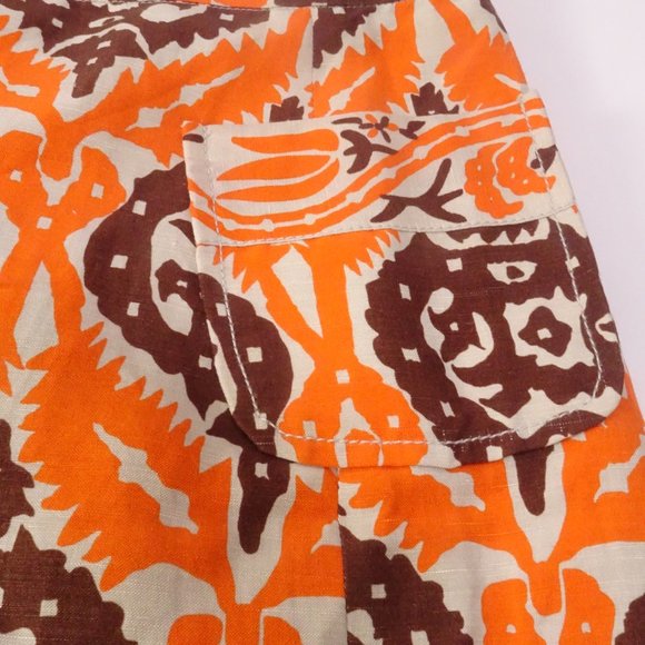 Plenty by Tracy Reese Brown Orange Cream Print Front Pocket Mini Skirt Sz 4 - Picture 2 of 12